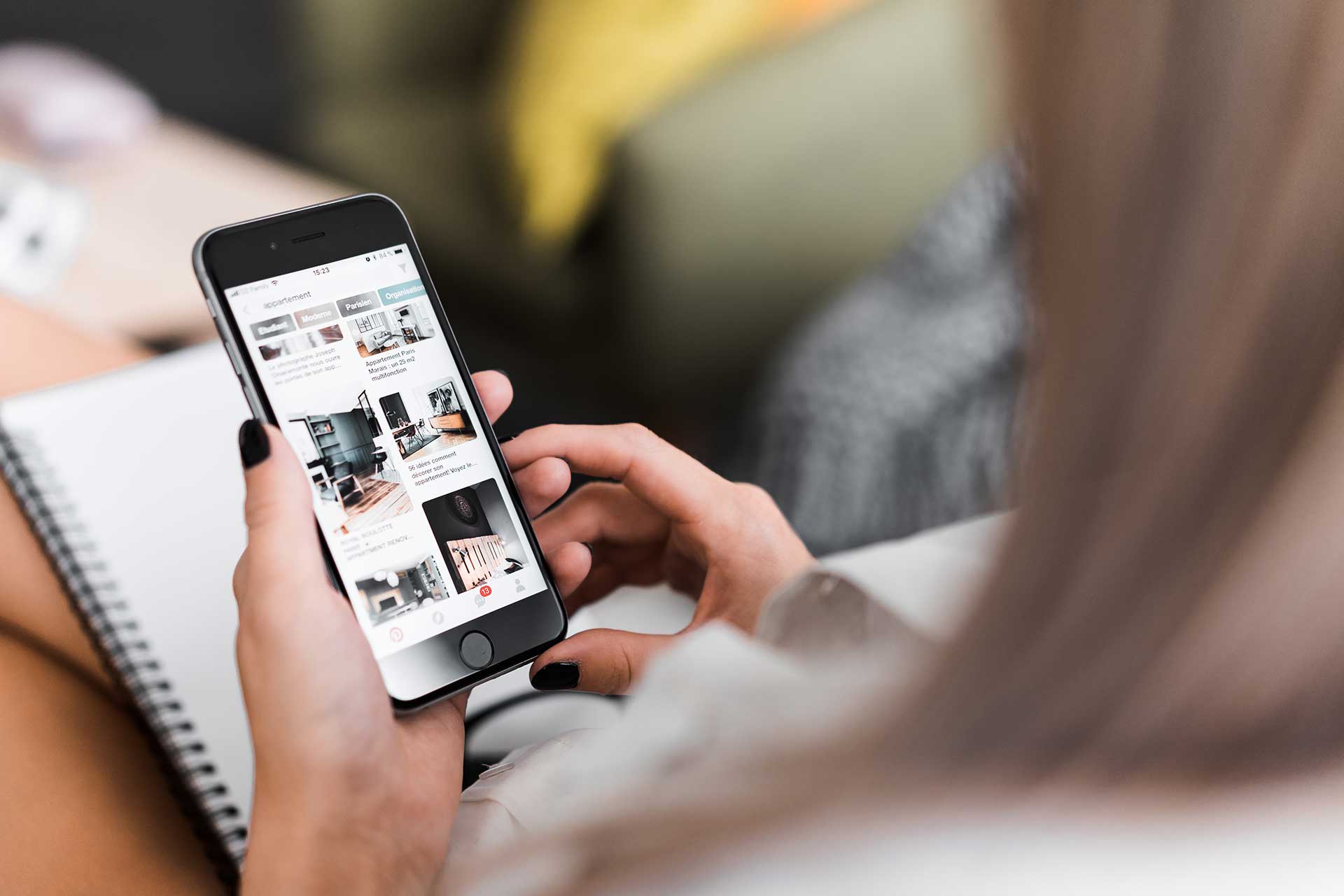browsing on pinterest iphone app picjumbo com